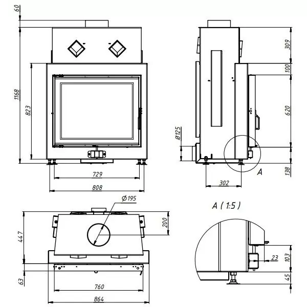 топка 76x62 чертеж
