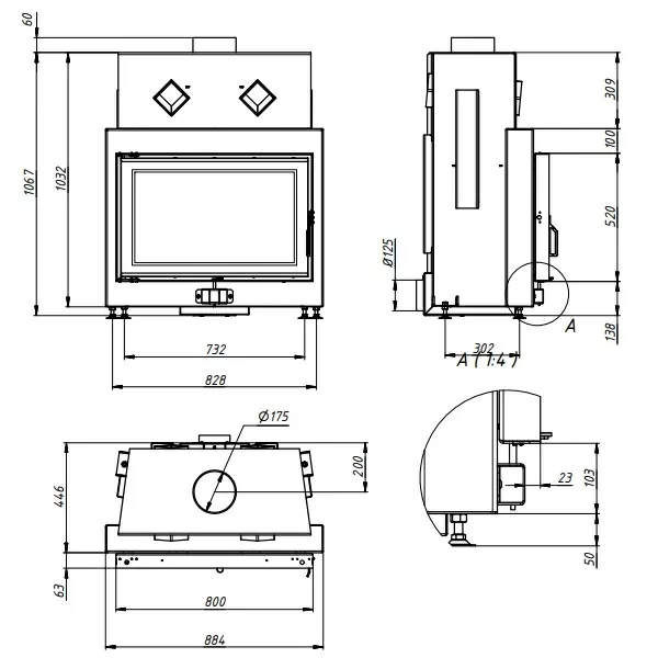топка 80x52 чертеж