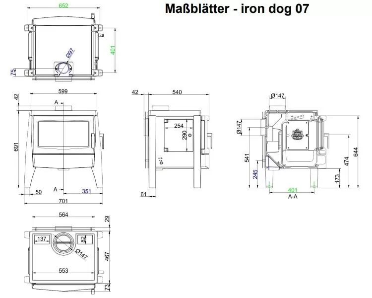 печь брюннер iron dog 07 чертеж