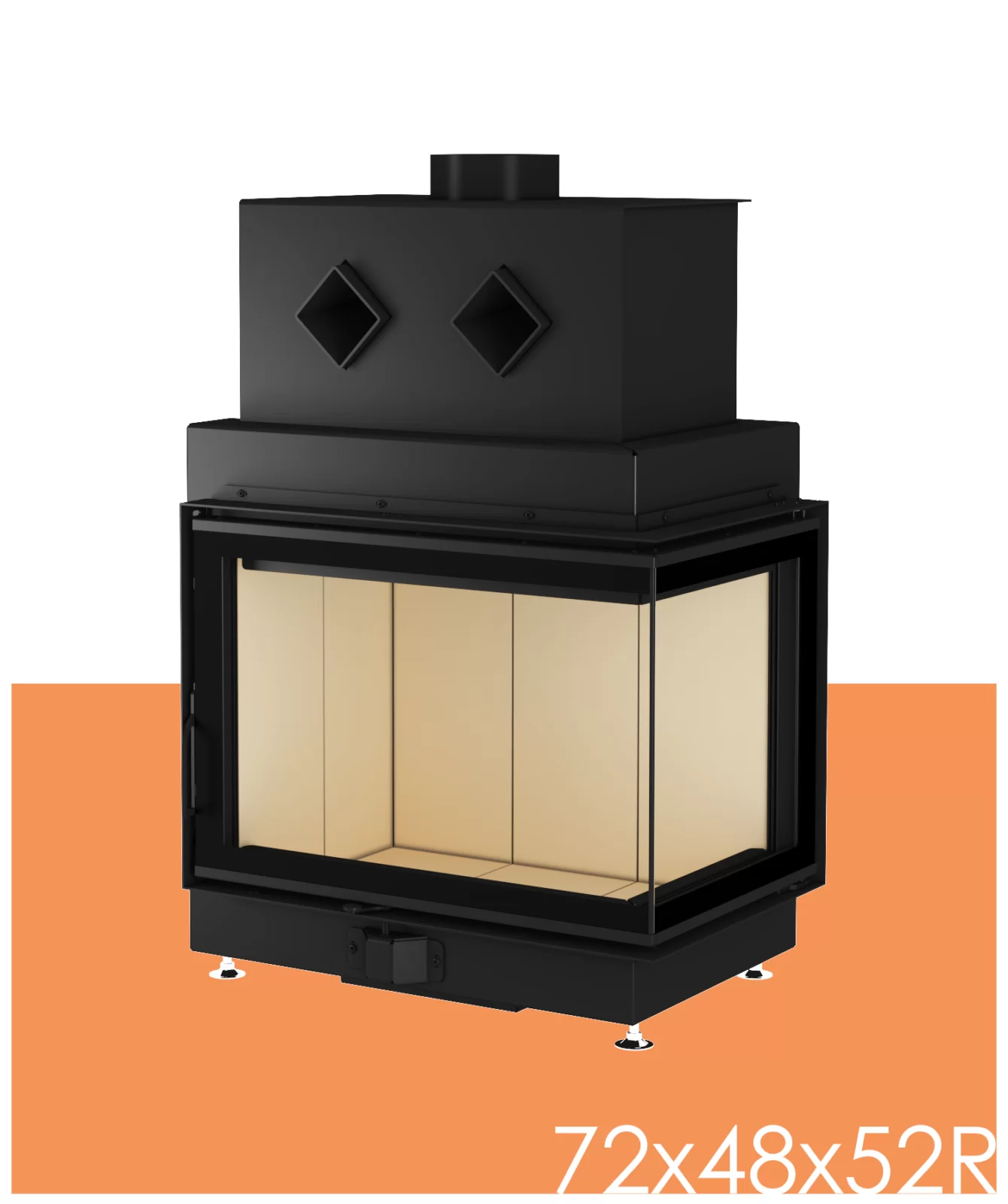 Камин с угловым стеклом (правый угол)