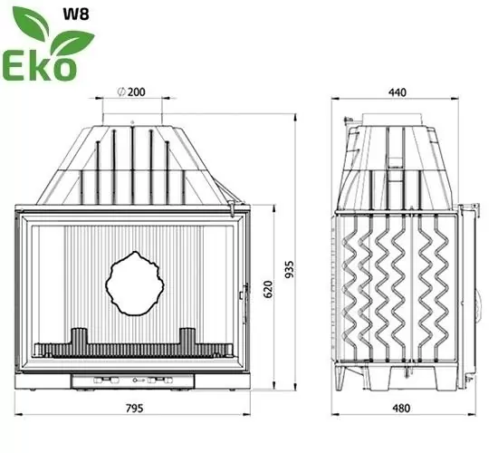 Топка KAWMET W8 (17.5 kW) EKO чертеж