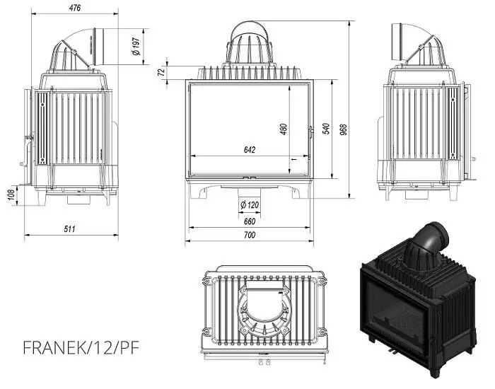 Топка FRANEK 12 KRATKI чертеж