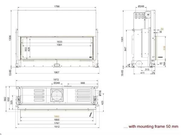 топка brunner architektur-kamin 53-166 чертеж