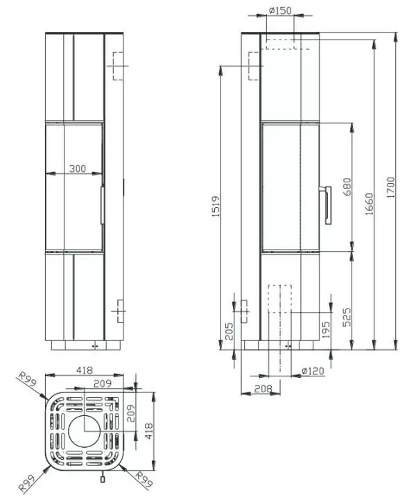 Печь-камин BeF ARIES 7 ER чертеж