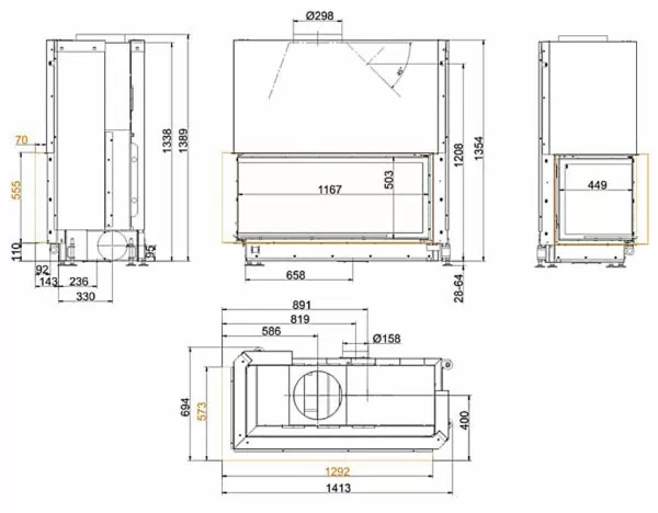 топка brunner architektur-eck-53-121-50-left чертеж