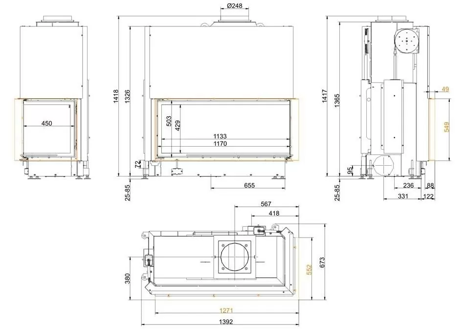 топка brunner architektur-eck-53-121-50-right xthnt;