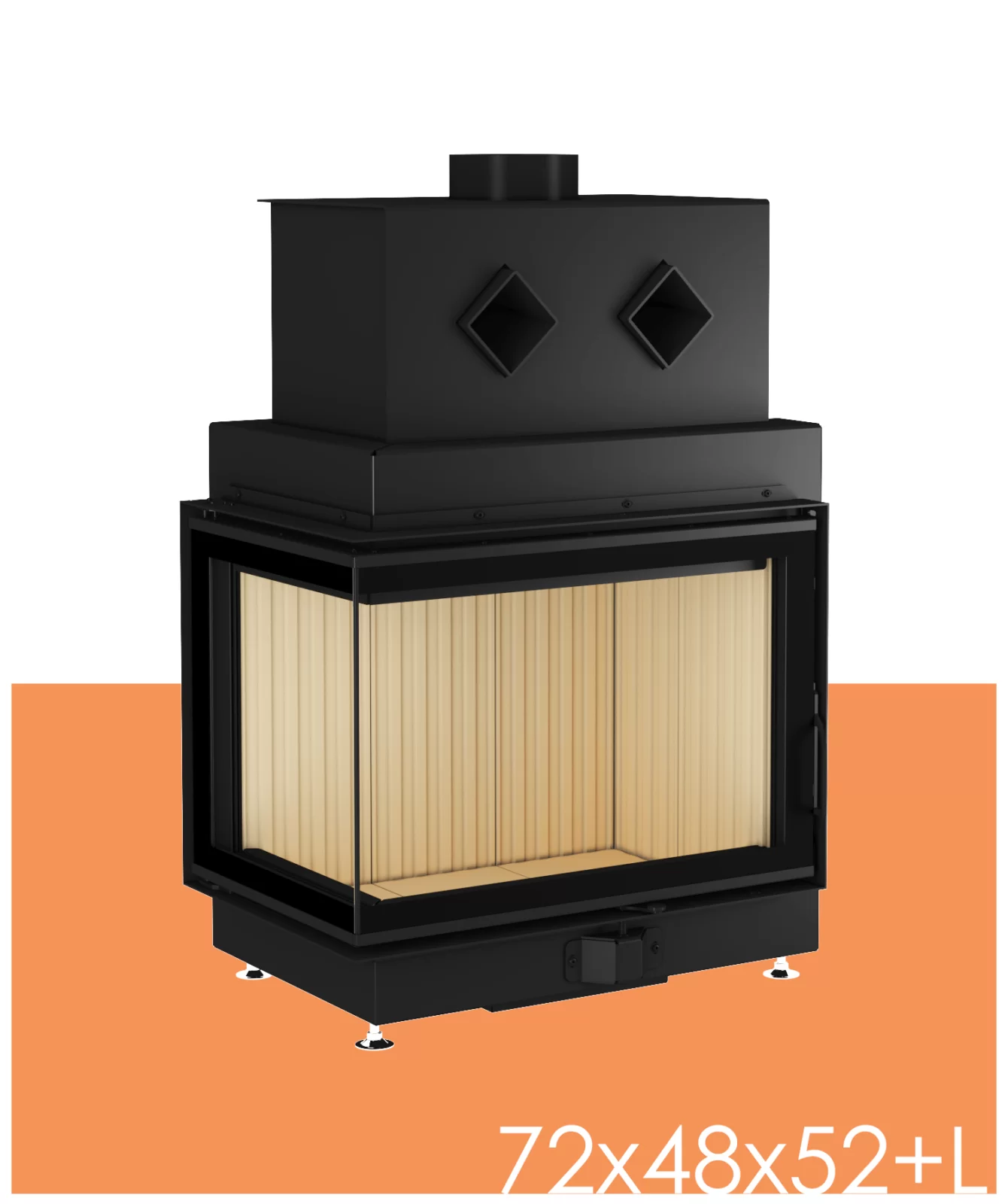 Топка с цельнотянутым стеклом угловая