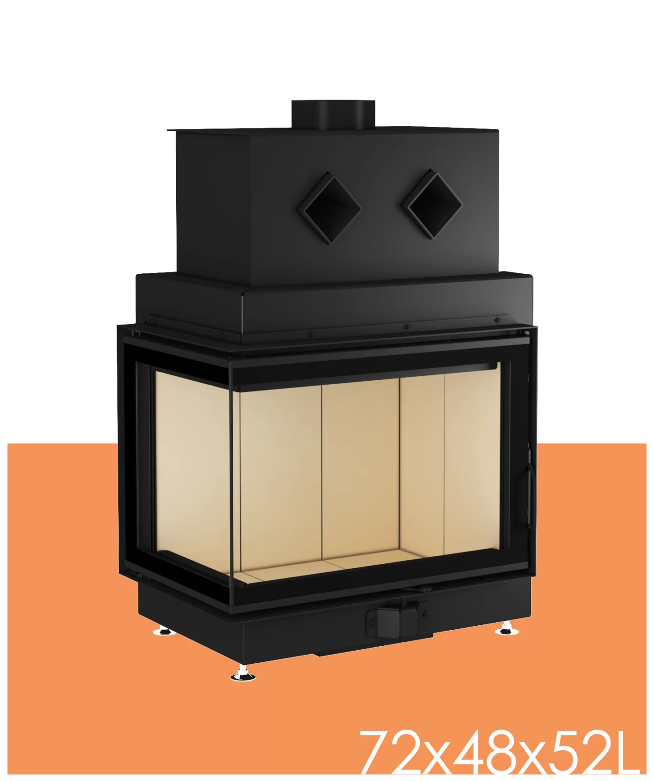 Камин с угловым стеклом (левый угол)