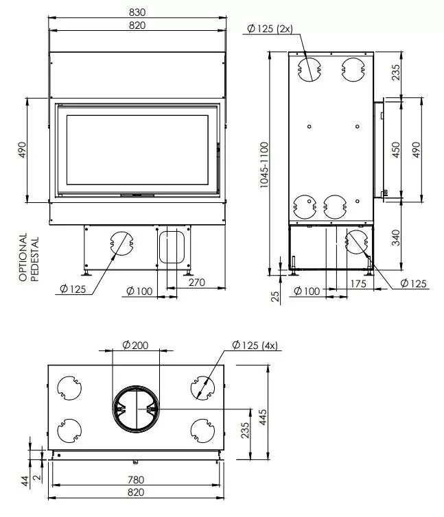 Dovre VISTA 800 чертеж с подиумом