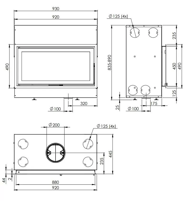 Топка Dovre VISTA 900С чертеж