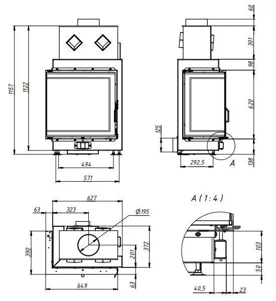 топка 64х39х62 чертеж