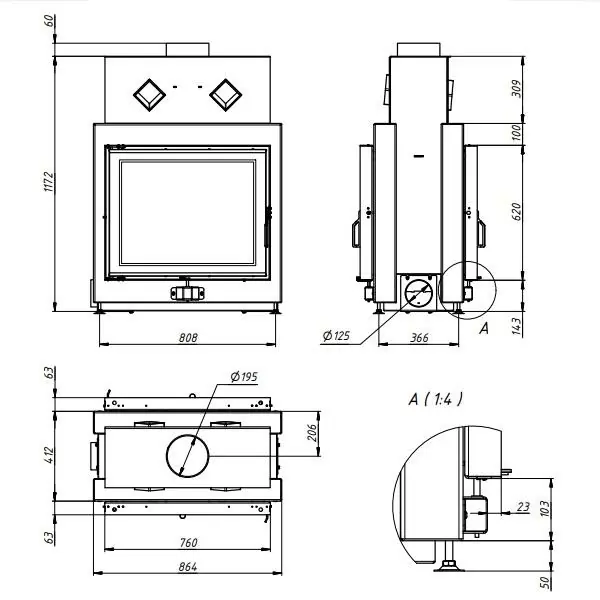 топка 76x62 О чертеж