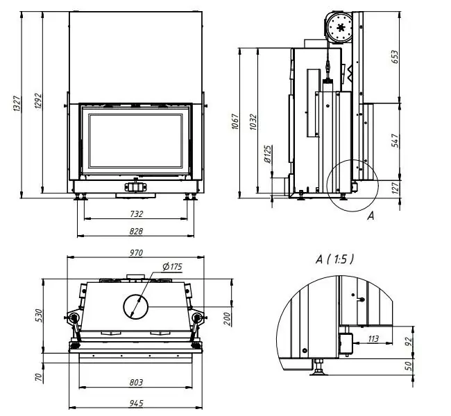 топка 80х52 H чертеж