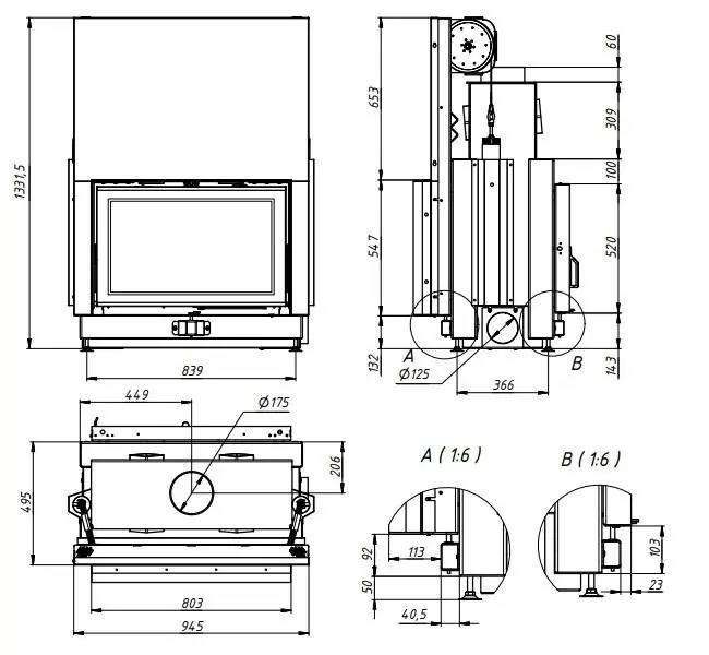 топка 80х52 OH чертеж