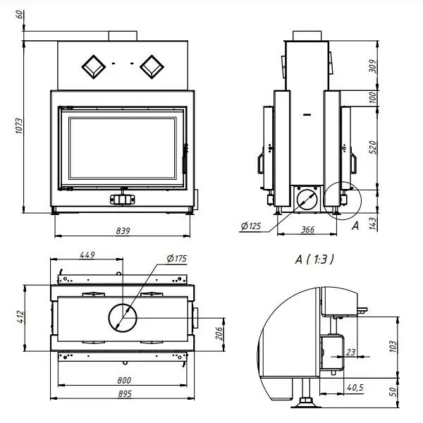 топка 80x52 О чертеж