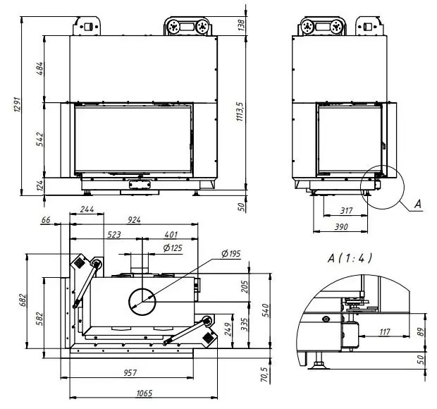 топка 90х51х54 H чертеж
