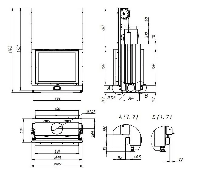 топка 90х75 ОH чертеж