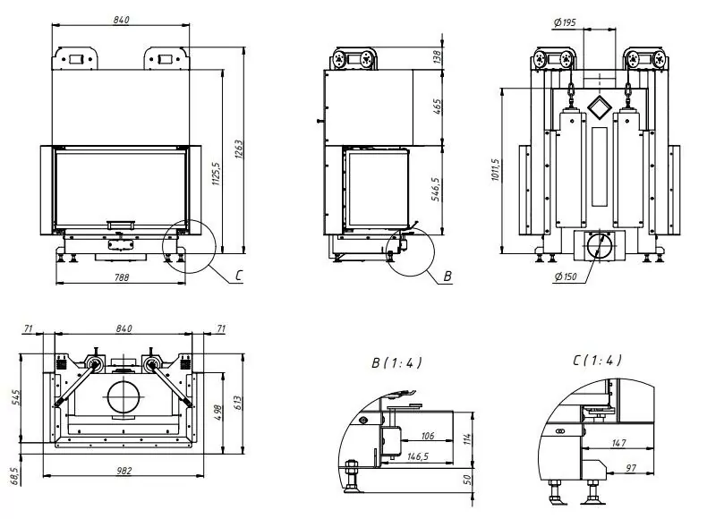 топка 37x80x37x54 h чертеж