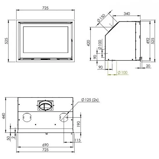Топка Dovre VISTA 702I чертеж