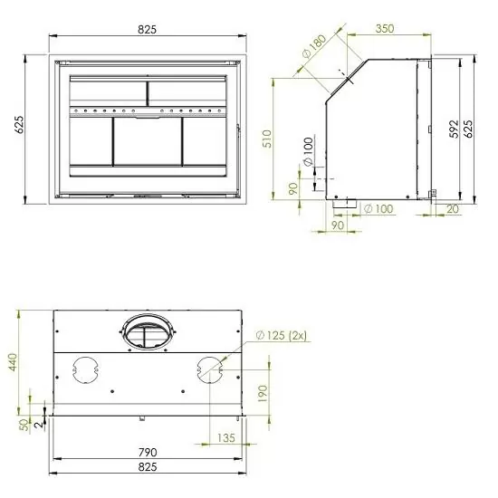 Чертеж топки Dovre VISTA 802I
