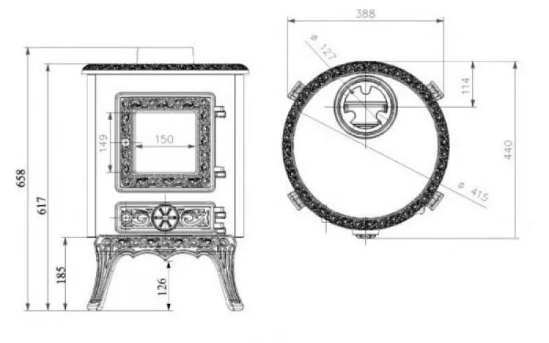 Чавунна піч NORDFLAM Palestro креслення