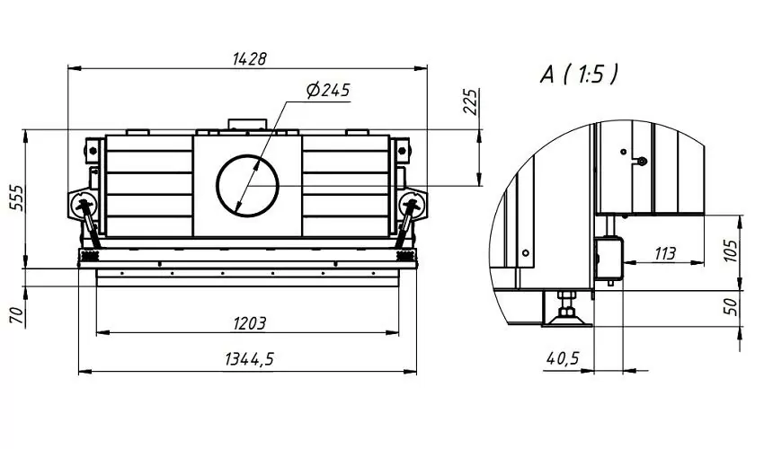 Каминная топка 120x52 чертеж 2