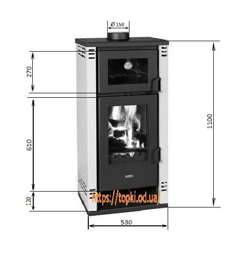Печь PRITY K2 GT F, 8,1 кВт чертеж
