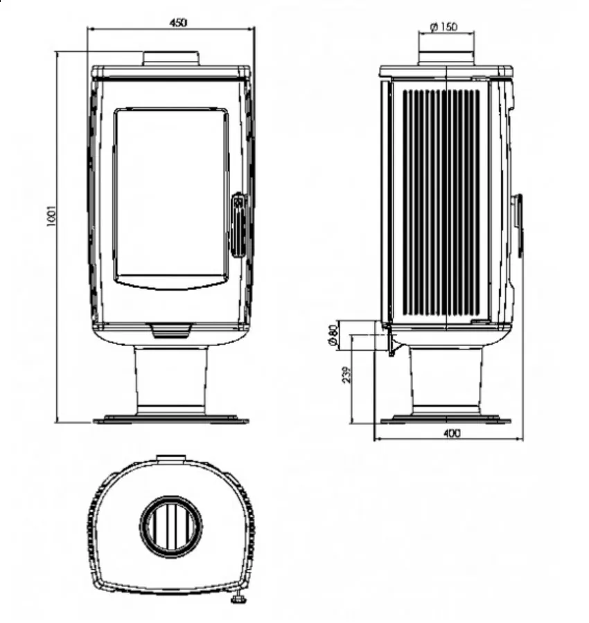 Піч камін Plamen Aria креслення