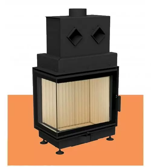 Угловая каминная топка 61x37x52+L