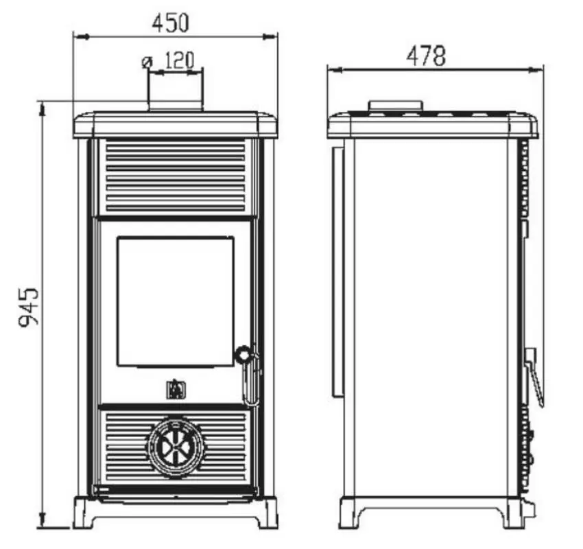 Камин печь Plamen Maestral N размеры