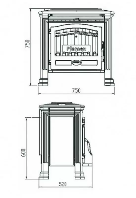 Печь Plamen Tena N чертеж