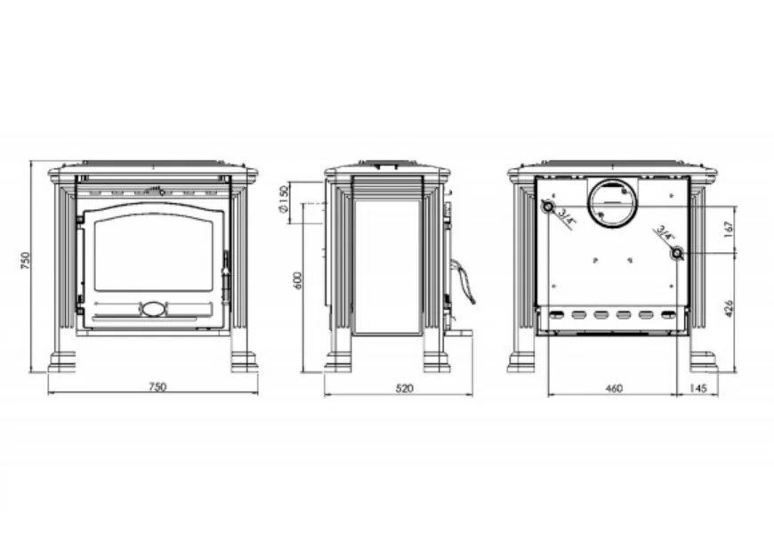 Водяная печь Plamen Tena Termo чертеж