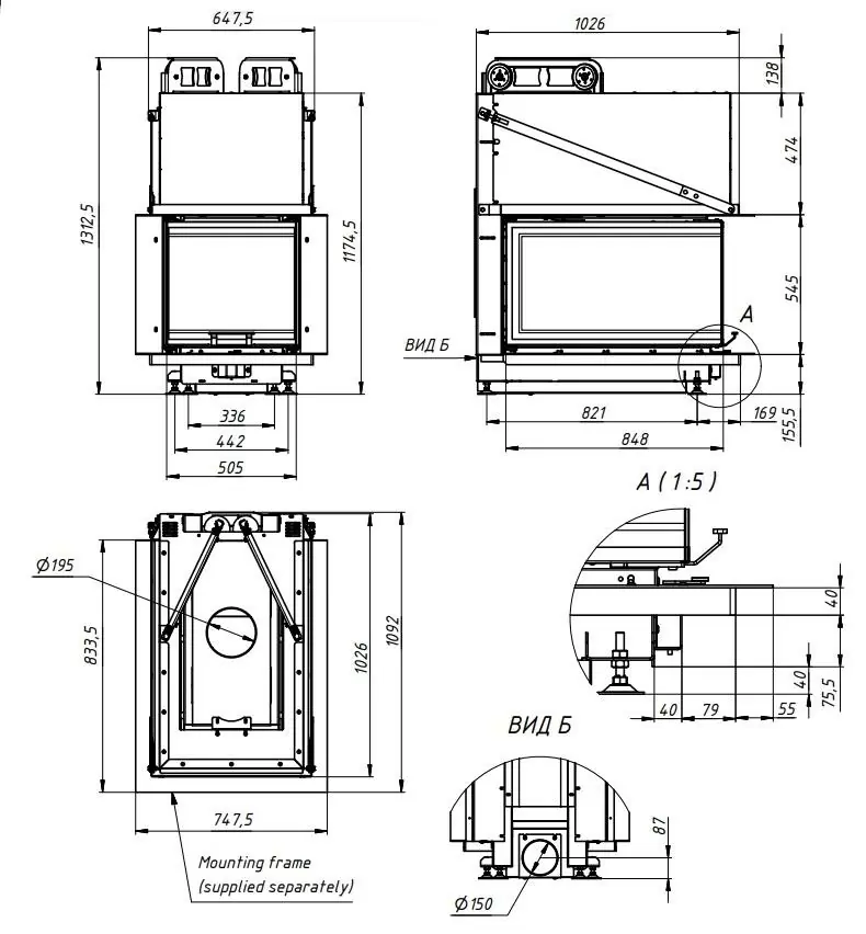 Камінна топка Gavryliv&Sons 85x50x85x54 параметри