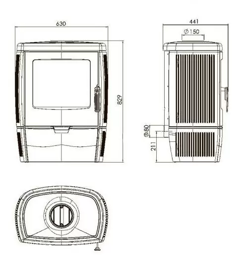 Печь Plamen Alberto чертеж