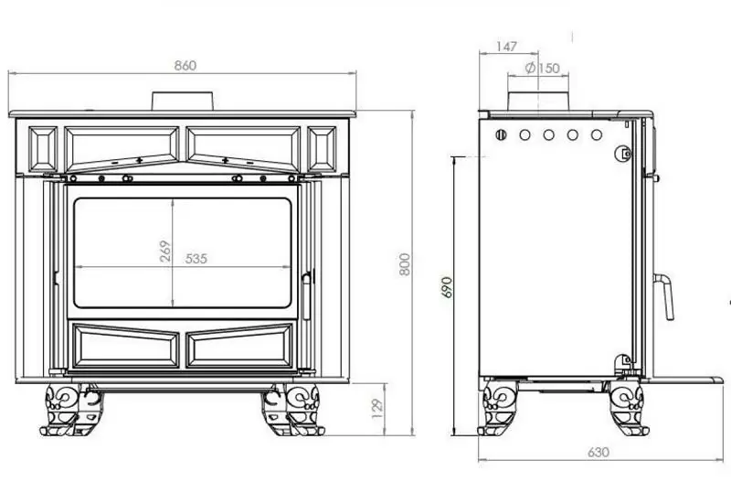 Печь Plamen Glas Franklin чертеж