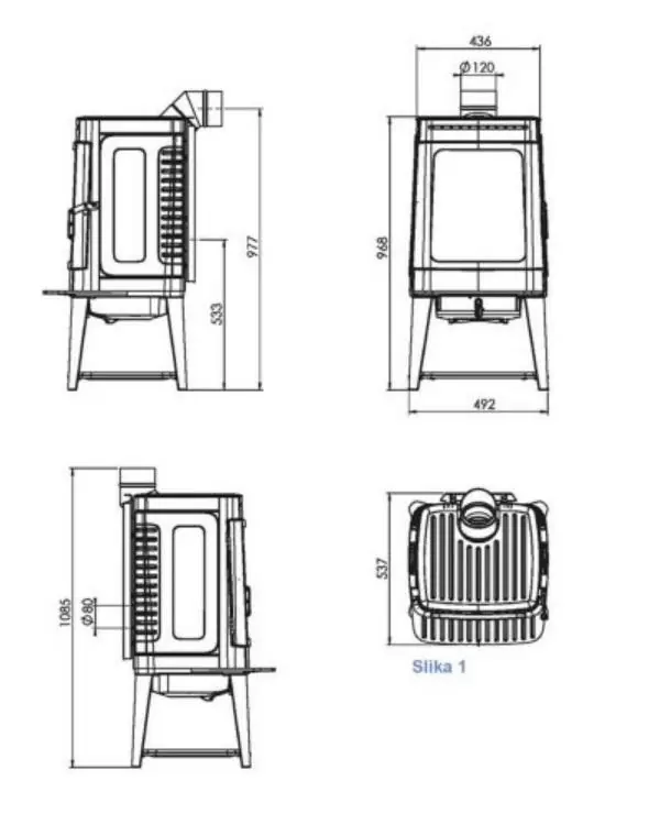 Печь Plamen Authentic 35 чертеж