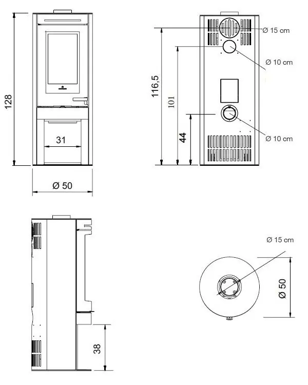 Edilkamin Tally 8 чертеж