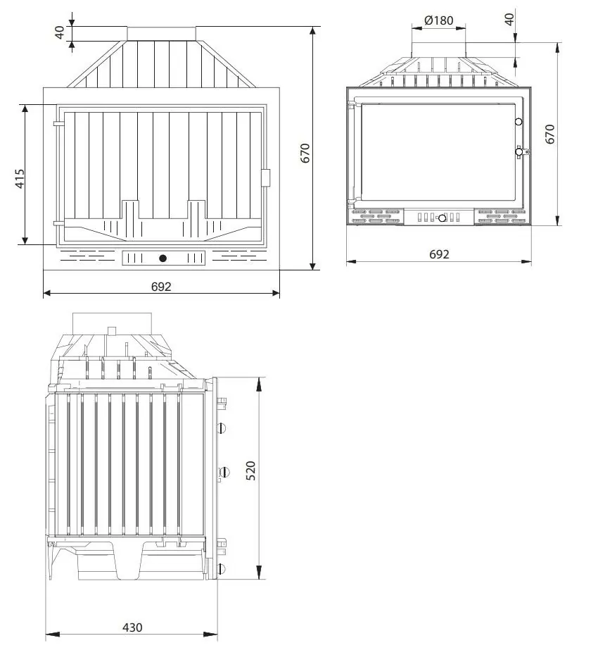 Каминная топка Ferguss FG 20 чертеж