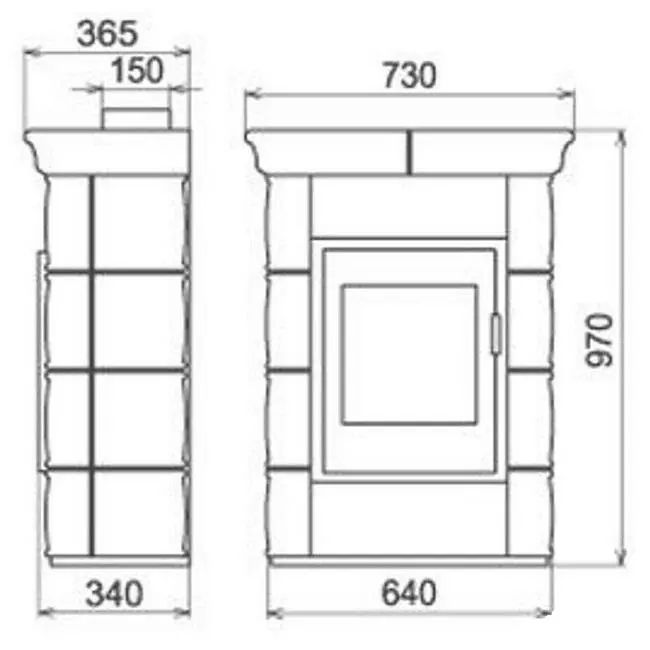 Печь THORMA Borgholm Keramik чертеж