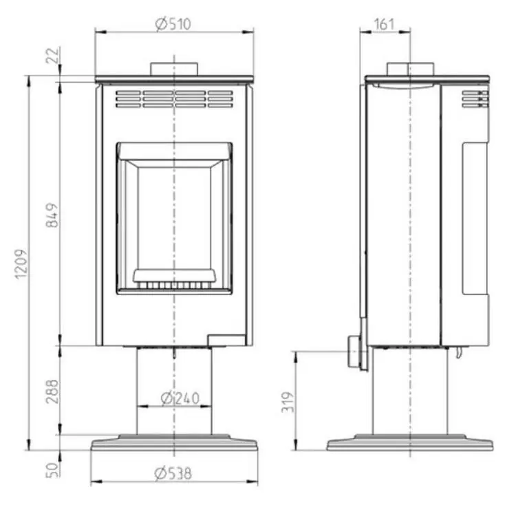 Печь Thorma ANDORRA Exclusive grey чертеж