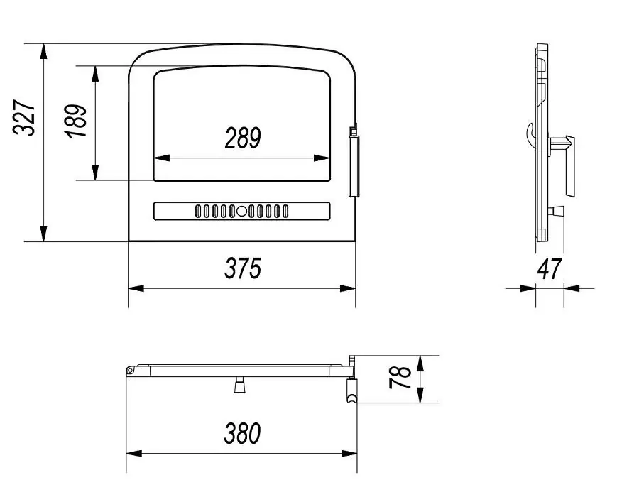 Dverka_kamina_kratki_koza_k7_chertezh